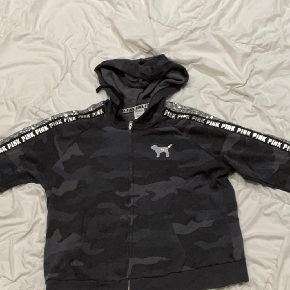 Women Black Camouflage Hoodie